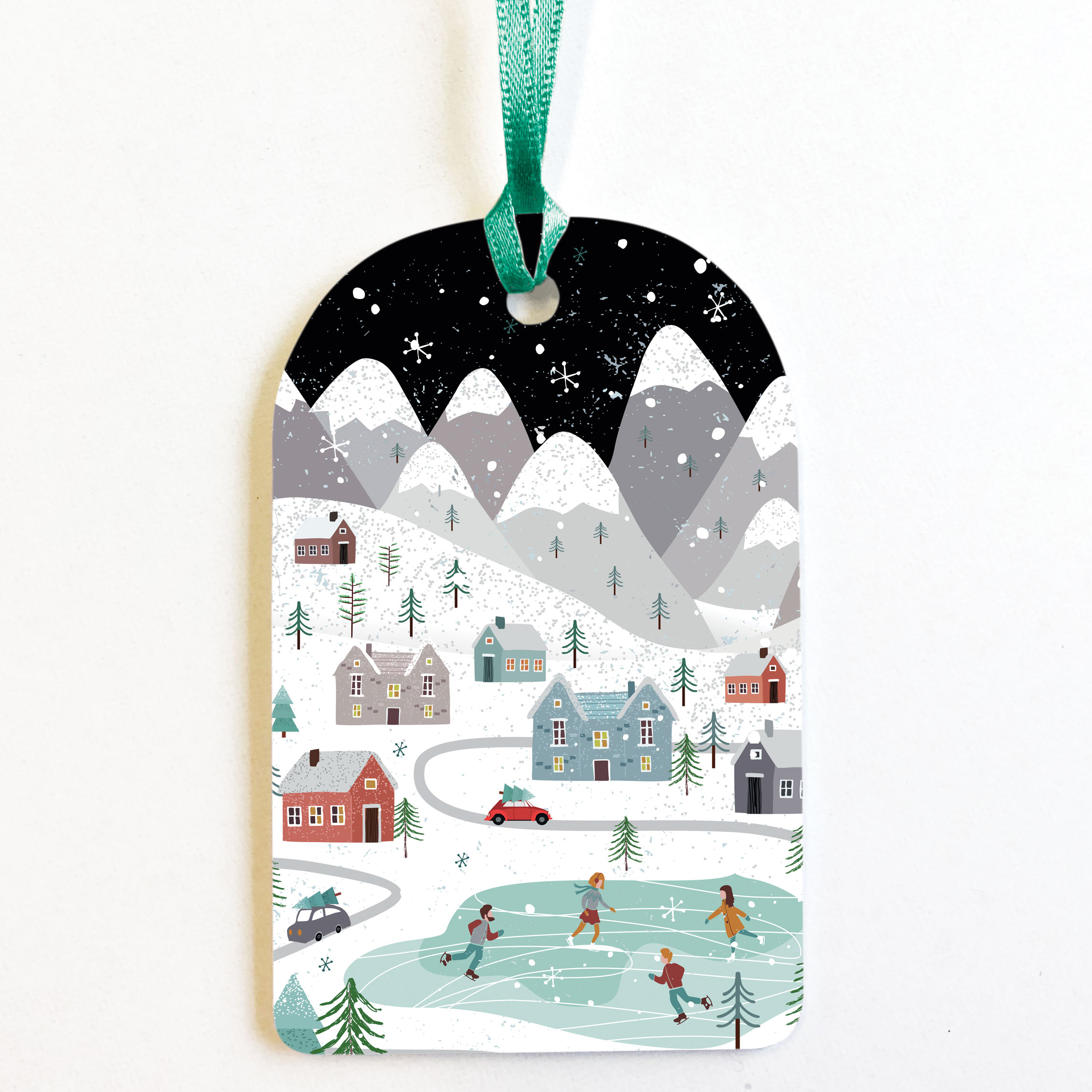 PACK OF 8 ICE SKATING SCENE GIFT TAGS
