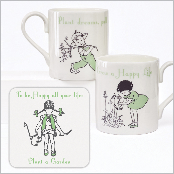 GIFT: VINTAGE GARDENING MUG & COASTER